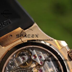 Patek Philippe Nautilus rose gold 5712R, 1:1 customized CNC18K pure gold case, rubber strap, best alternative dial pointer moon phase, ball top needle shaft, customized ACE240 integrated movement - Image 29