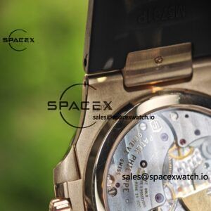 Patek Philippe Nautilus rose gold 5712R, 1:1 customized CNC18K pure gold case, rubber strap, best alternative dial pointer moon phase, ball top needle shaft, customized ACE240 integrated movement - Image 30