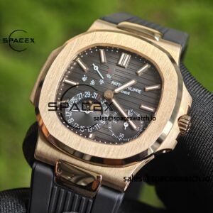 Patek Philippe Nautilus rose gold 5712R, 1:1 customized CNC18K pure gold case, rubber strap, best alternative dial pointer moon phase, ball top needle shaft, customized ACE240 integrated movement - Image 12