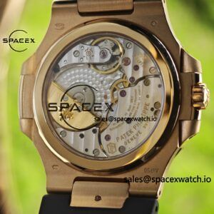 Patek Philippe Nautilus rose gold 5712R, 1:1 customized CNC18K pure gold case, rubber strap, best alternative dial pointer moon phase, ball top needle shaft, customized ACE240 integrated movement - Image 17