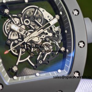 1: 1. Customize the best version RM-055 gray ceramic, titanium rubber inner shell, Vaucher RMUL2 super movement, gray rubber strap, titanium buckle, can be paired with nylon strap - Image 11