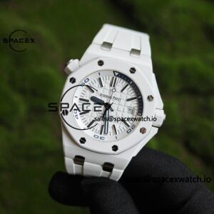 Customize a 1:1 mold based on raw data to create the best version of the Royal Oak Ocean Diver 15707 white ceramic. Customize the best dial, hands, calendar, and high standard craftsmanship installation - Image 24