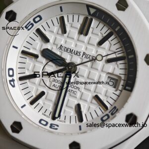 Customize a 1:1 mold based on raw data to create the best version of the Royal Oak Ocean Diver 15707 white ceramic. Customize the best dial, hands, calendar, and high standard craftsmanship installation - Image 31