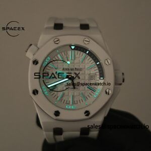 Customize a 1:1 mold based on raw data to create the best version of the Royal Oak Ocean Diver 15707 white ceramic. Customize the best dial, hands, calendar, and high standard craftsmanship installation - Image 45