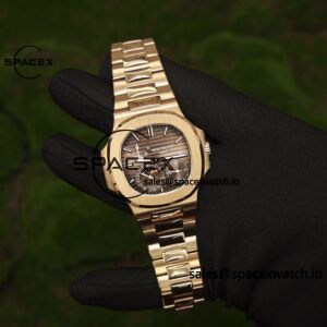 Patek Philippe Nautilus rose gold 5712R, 1:1 customized CNC18K pure gold case, optimal substitute dial pointer moon phase, ball top needle shaft, customized ACE240 integrated movement - Image 3