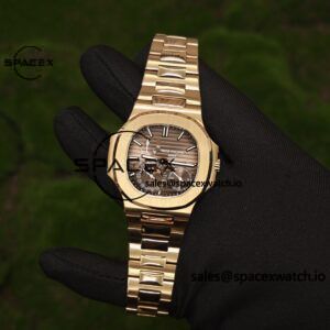 Patek Philippe Nautilus rose gold 5712R, 1:1 customized CNC18K pure gold case, optimal substitute dial pointer moon phase, ball top needle shaft, customized ACE240 integrated movement - Image 4