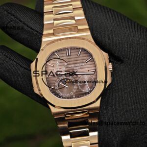 Patek Philippe Nautilus rose gold 5712R, 1:1 customized CNC18K pure gold case, optimal substitute dial pointer moon phase, ball top needle shaft, customized ACE240 integrated movement - Image 6