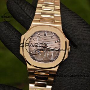 Patek Philippe Nautilus rose gold 5712R, 1:1 customized CNC18K pure gold case, optimal substitute dial pointer moon phase, ball top needle shaft, customized ACE240 integrated movement - Image 7