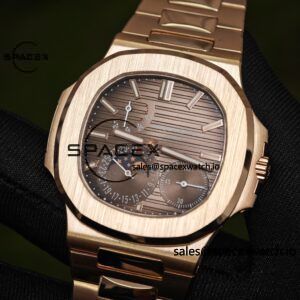 Patek Philippe Nautilus rose gold 5712R, 1:1 customized CNC18K pure gold case, optimal substitute dial pointer moon phase, ball top needle shaft, customized ACE240 integrated movement - Image 9