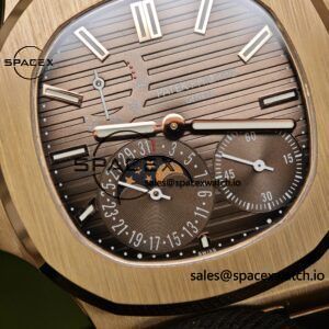 Patek Philippe Nautilus rose gold 5712R, 1:1 customized CNC18K pure gold case, optimal substitute dial pointer moon phase, ball top needle shaft, customized ACE240 integrated movement - Image 11