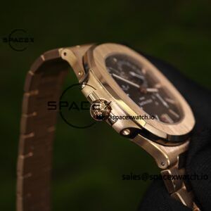 Patek Philippe Nautilus rose gold 5712R, 1:1 customized CNC18K pure gold case, optimal substitute dial pointer moon phase, ball top needle shaft, customized ACE240 integrated movement - Image 14