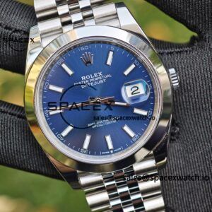 41mm Rolex DateJust m126300 blue dial customized genuine watch outer ring, dial, mirror, pointer, four piece set Dandong 3235 integrated movement 904L steel case strap - Image 10