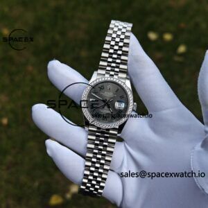 Rolex DateJust 36mm 126234 green Roman 904L steel, custom diamond bezel, custom best alternative dial pointer calendar sapphire mirror, 2836 movement - Image 4