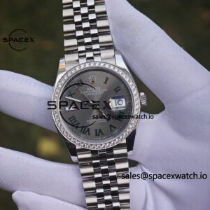 Rolex DateJust 36mm 126234 green Roman 904L steel, custom diamond bezel, custom best alternative dial pointer calendar sapphire mirror, 2836 movement - Image 6