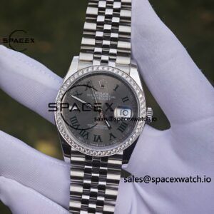 Rolex DateJust 36mm 126234 green Roman 904L steel, custom diamond bezel, custom best alternative dial pointer calendar sapphire mirror, 2836 movement - Image 7