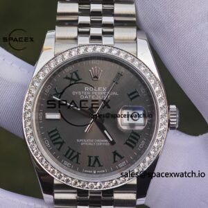 Rolex DateJust 36mm 126234 green Roman 904L steel, custom diamond bezel, custom best alternative dial pointer calendar sapphire mirror, 2836 movement - Image 8