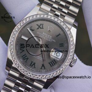 Rolex DateJust 36mm 126234 green Roman 904L steel, custom diamond bezel, custom best alternative dial pointer calendar sapphire mirror, 2836 movement - Image 9