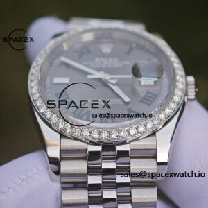 Rolex DateJust 36mm 126234 green Roman 904L steel, custom diamond bezel, custom best alternative dial pointer calendar sapphire mirror, 2836 movement - Image 11