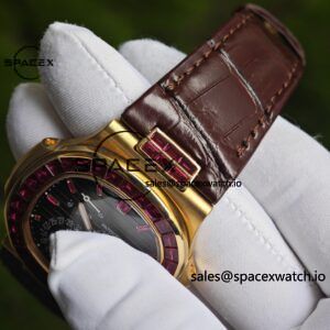 Patek Philippe Nautilus 5724R 1:1 Customized Best Alternative Gradient Dial Natural Ruby Scale, Customized Natural Ruby Outer Ring, 18K Gold Plated Case, 240 Integrated Movement - Image 14