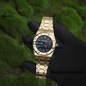AP Royal Oak 39mm 15202 blue dial, original data 1:1 customized 18K gold case strap, replacing imported substitute dial, customized best alternative pointer and calendar, equipped with original K2121 movement 22K gold tourbillon - Image 4