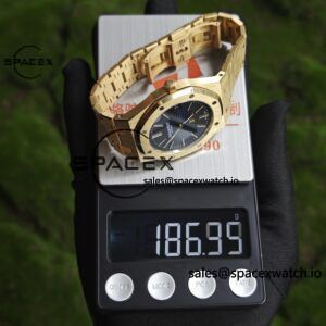 AP Royal Oak 39mm 15202 blue dial, original data 1:1 customized 18K gold case strap, replacing imported substitute dial, customized best alternative pointer and calendar, equipped with original K2121 movement 22K gold tourbillon - Image 18