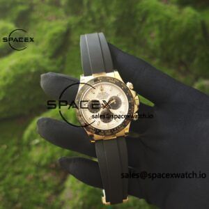 Daytona 116518 customized 1:1 best version meteorite dial, best substitute hands, CNC customized 18K pure gold case clasp, with Oysterflex strap, Dandong 4130 movement - Image 3