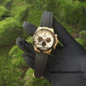 Daytona 116518 customized 1:1 best version meteorite dial, best substitute hands, CNC customized 18K pure gold case clasp, with Oysterflex strap, Dandong 4130 movement - Image 4