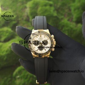Daytona 116518 customized 1:1 best version meteorite dial, best substitute hands, CNC customized 18K pure gold case clasp, with Oysterflex strap, Dandong 4130 movement - Image 5