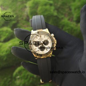 Daytona 116518 customized 1:1 best version meteorite dial, best substitute hands, CNC customized 18K pure gold case clasp, with Oysterflex strap, Dandong 4130 movement - Image 6