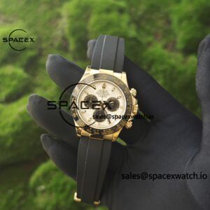 Daytona 116518 customized 1:1 best version meteorite dial, best substitute hands, CNC customized 18K pure gold case clasp, with Oysterflex strap, Dandong 4130 movement - Image 7
