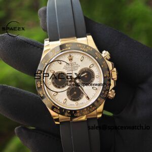 Daytona 116518 customized 1:1 best version meteorite dial, best substitute hands, CNC customized 18K pure gold case clasp, with Oysterflex strap, Dandong 4130 movement - Image 9