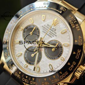 Daytona 116518 customized 1:1 best version meteorite dial, best substitute hands, CNC customized 18K pure gold case clasp, with Oysterflex strap, Dandong 4130 movement - Image 13