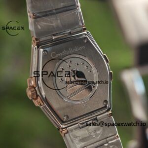 Omega Constellation 27mm imported quartz movement women's watch diamond bezel white mother of pearl dial, plated with 18K rose gold - Image 15