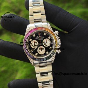 Rolex Daytona Series 116599 RBOW Platinum Rainbow Di 1:1CNC Customized Case, Strap, Buckle, Customized Best Dial, Natural Sapphire Rainbow Outer Ring, Dandong 4130 Movement - Image 3