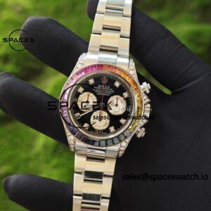 Rolex Daytona Series 116599 RBOW Platinum Rainbow Di 1:1CNC Customized Case, Strap, Buckle, Customized Best Dial, Natural Sapphire Rainbow Outer Ring, Dandong 4130 Movement - Image 4