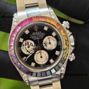Rolex Daytona Series 116599 RBOW Platinum Rainbow Di 1:1CNC Customized Case, Strap, Buckle, Customized Best Dial, Natural Sapphire Rainbow Outer Ring, Dandong 4130 Movement - Image 6