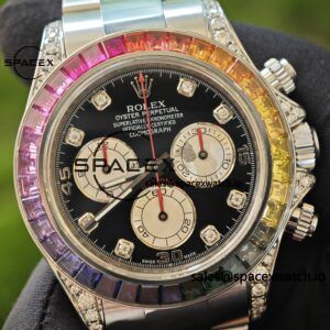 Rolex Daytona Series 116599 RBOW Platinum Rainbow Di 1:1CNC Customized Case, Strap, Buckle, Customized Best Dial, Natural Sapphire Rainbow Outer Ring, Dandong 4130 Movement - Image 8