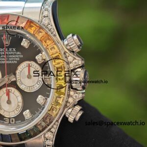 Rolex Daytona Series 116599 RBOW Platinum Rainbow Di 1:1CNC Customized Case, Strap, Buckle, Customized Best Dial, Natural Sapphire Rainbow Outer Ring, Dandong 4130 Movement - Image 11