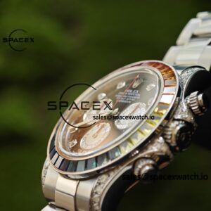 Rolex Daytona Series 116599 RBOW Platinum Rainbow Di 1:1CNC Customized Case, Strap, Buckle, Customized Best Dial, Natural Sapphire Rainbow Outer Ring, Dandong 4130 Movement - Image 12