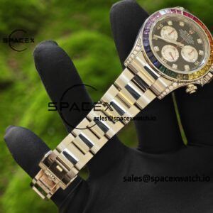 Rolex Daytona Series 116599 RBOW Platinum Rainbow Di 1:1CNC Customized Case, Strap, Buckle, Customized Best Dial, Natural Sapphire Rainbow Outer Ring, Dandong 4130 Movement - Image 14