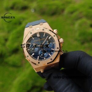 Customized AP Royal Oak Rose Gold Rubber Strap 26240, 1:1 Customized CNC18K Rose Gold Case Buckle, Imported Natural Rubber Strap, Best 4401 Integrated Movement, Customized Best Dial, Pointer, Calendar - Image 3