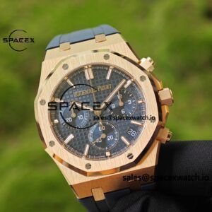 Customized AP Royal Oak Rose Gold Rubber Strap 26240, 1:1 Customized CNC18K Rose Gold Case Buckle, Imported Natural Rubber Strap, Best 4401 Integrated Movement, Customized Best Dial, Pointer, Calendar - Image 6