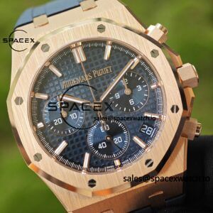 Customized AP Royal Oak Rose Gold Rubber Strap 26240, 1:1 Customized CNC18K Rose Gold Case Buckle, Imported Natural Rubber Strap, Best 4401 Integrated Movement, Customized Best Dial, Pointer, Calendar - Image 9