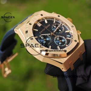 Customized AP Royal Oak Rose Gold Rubber Strap 26240, 1:1 Customized CNC18K Rose Gold Case Buckle, Imported Natural Rubber Strap, Best 4401 Integrated Movement, Customized Best Dial, Pointer, Calendar - Image 11