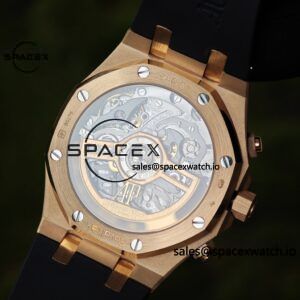 Customized AP Royal Oak Rose Gold Rubber Strap 26240, 1:1 Customized CNC18K Rose Gold Case Buckle, Imported Natural Rubber Strap, Best 4401 Integrated Movement, Customized Best Dial, Pointer, Calendar - Image 26