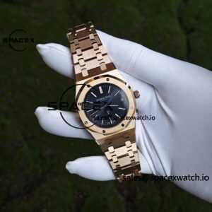 AP Royal Oak 39mm 15202 blue dial, electroplated 18K gold case (consistent color), dial hands undergo secondary finishing treatment, case undergoes secondary polishing - Image 3