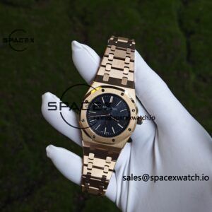 AP Royal Oak 39mm 15202 blue dial, electroplated 18K gold case (consistent color), dial hands undergo secondary finishing treatment, case undergoes secondary polishing - Image 4