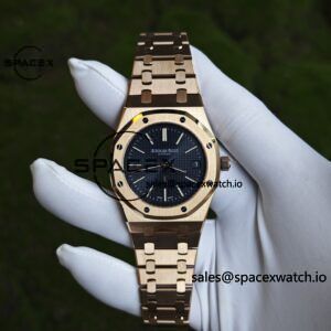 AP Royal Oak 39mm 15202 blue dial, electroplated 18K gold case (consistent color), dial hands undergo secondary finishing treatment, case undergoes secondary polishing - Image 5