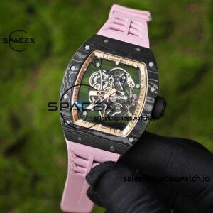 Customized Black Gold RM-055, Black Carbon Fiber Case, RMUL2 Integrated Movement, Customized Pink Natural Rubber Strap (Available in More Colors), Titanium Buckle - Image 4