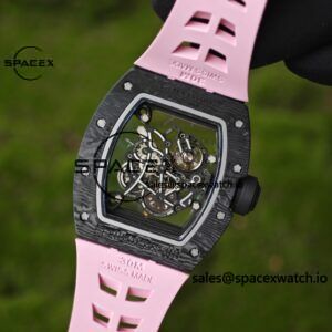 Customized Black Gold RM-055, Black Carbon Fiber Case, RMUL2 Integrated Movement, Customized Pink Natural Rubber Strap (Available in More Colors), Titanium Buckle - Image 8